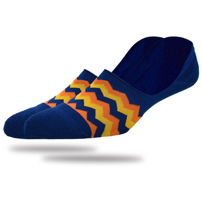 270° Non-Slip No Show - ZigZag (Navy / Orange)