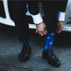 Colorful Abyss Teal, Light Blue and White Bamboo Socks with sailboats and anchors