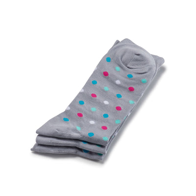 Colorful Bumble Pink, Blue, Teal and Grey Bamboo Socks with Polka Dots
