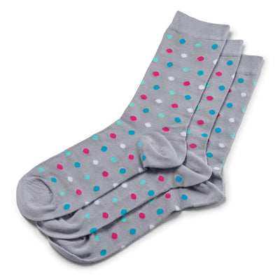 Colorful Bumble Pink, Blue, Teal and Grey Bamboo Socks with Polka Dots