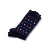 Colorful Bumble Navy, Red, Purple and White Bamboo Socks with Polka Dots