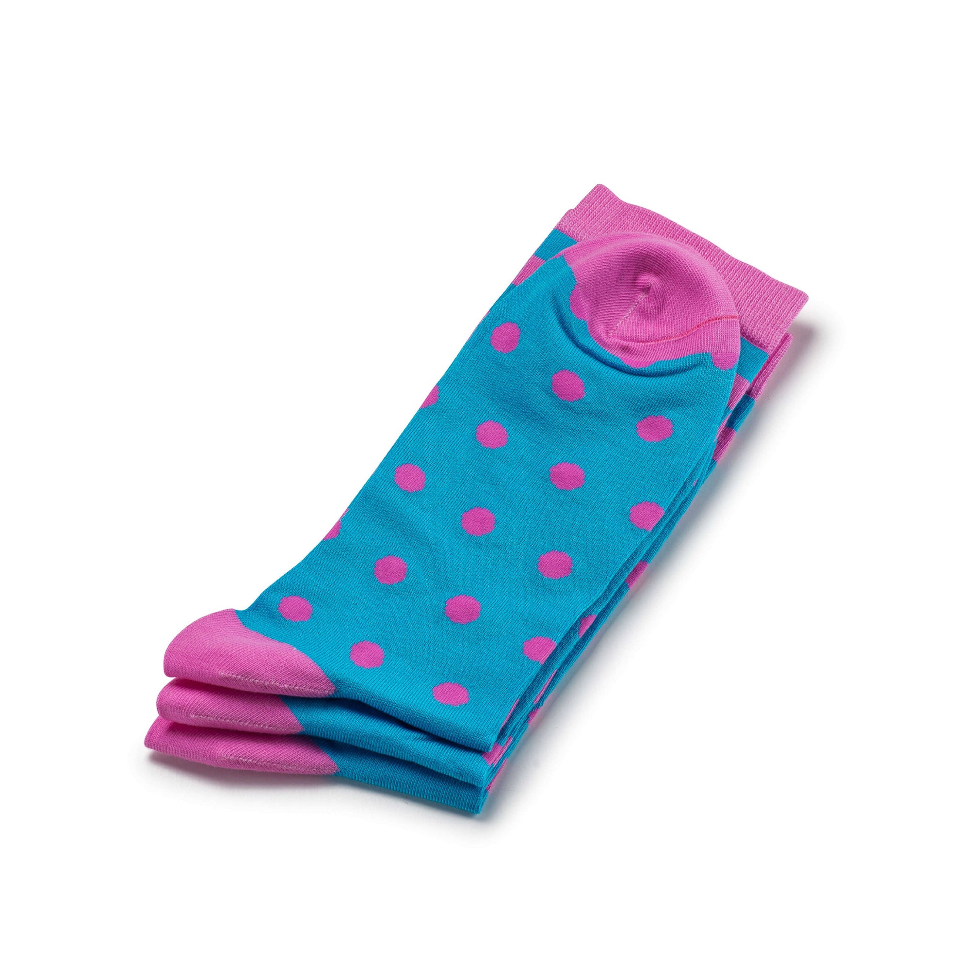 Colorful Charlie Pink and Blue Bamboo Socks with Polka Dots and Stripes