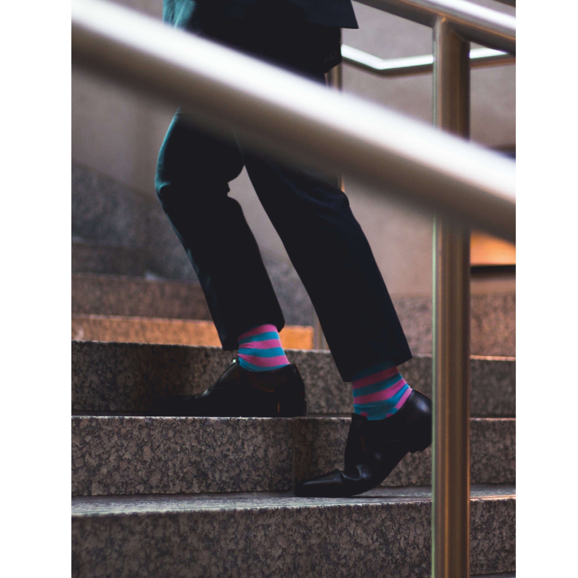 Colorful Charlie Pink and Blue Bamboo Socks with Polka Dots and Stripes