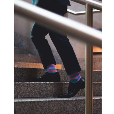 Colorful Charlie Pink and Blue Bamboo Socks with Polka Dots and Stripes