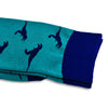 Colorful Rex Navy Blue and Forest Green Bamboo Socks with Raptors and Dinosaur Design