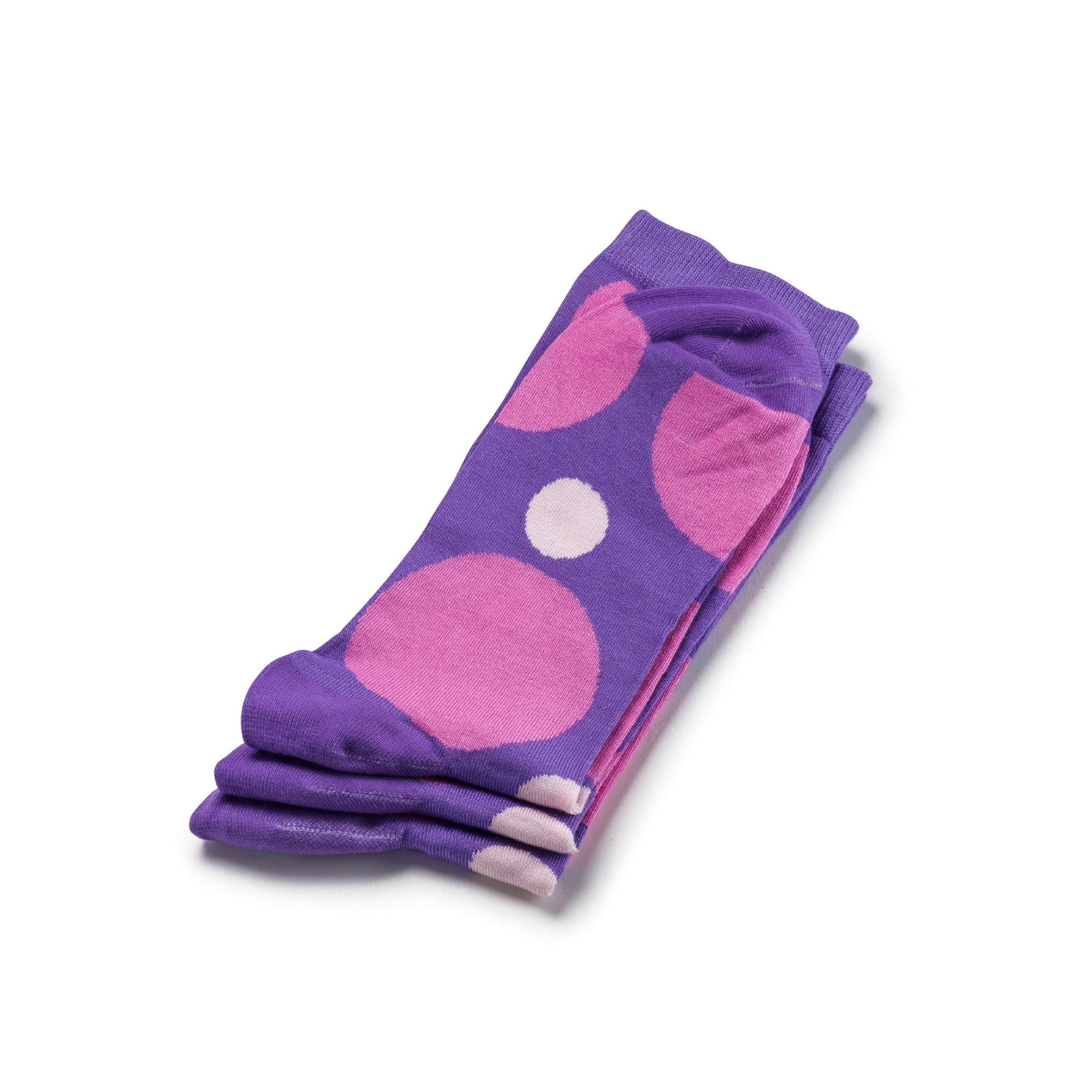 Colorful Eclipse Purple and Pink Bamboo Socks with Big Polka Dots