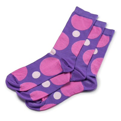 Colorful Eclipse Purple and Pink Bamboo Socks with Big Polka Dots