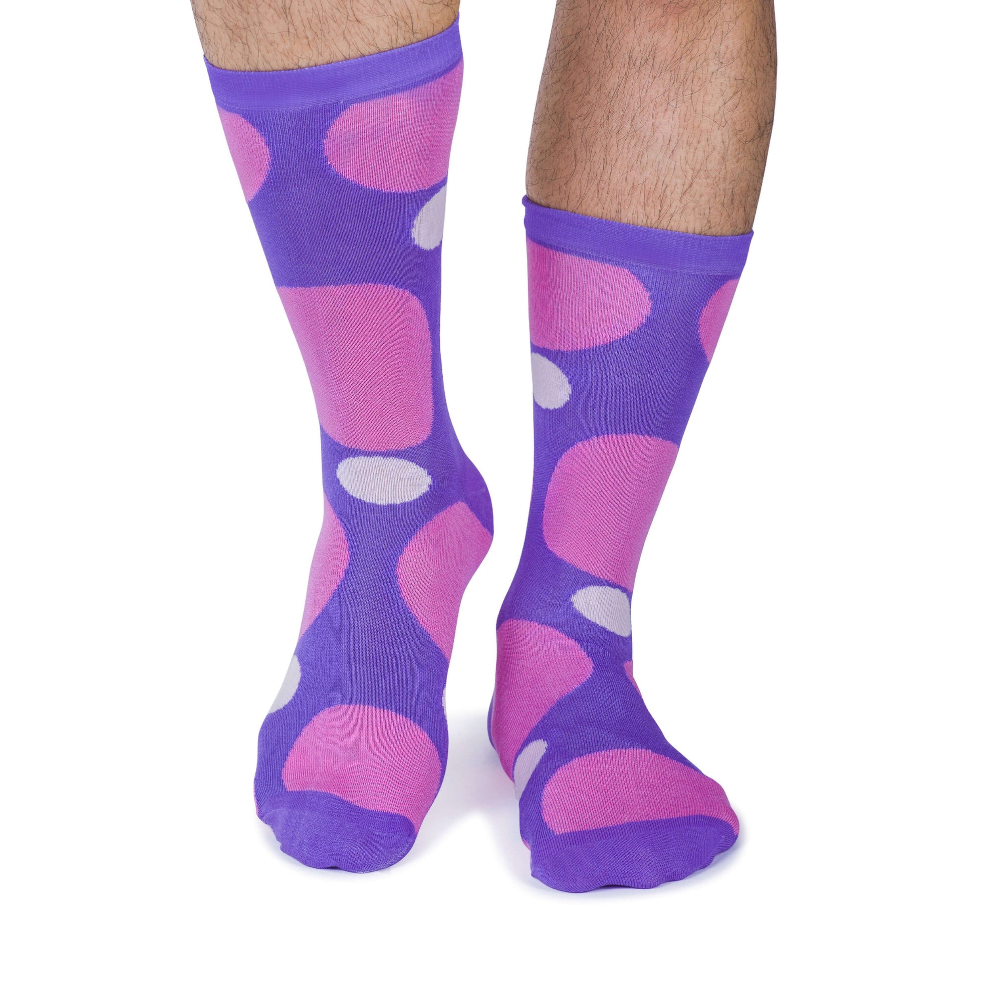 Colorful Eclipse Purple and Pink Bamboo Socks with Big Polka Dots