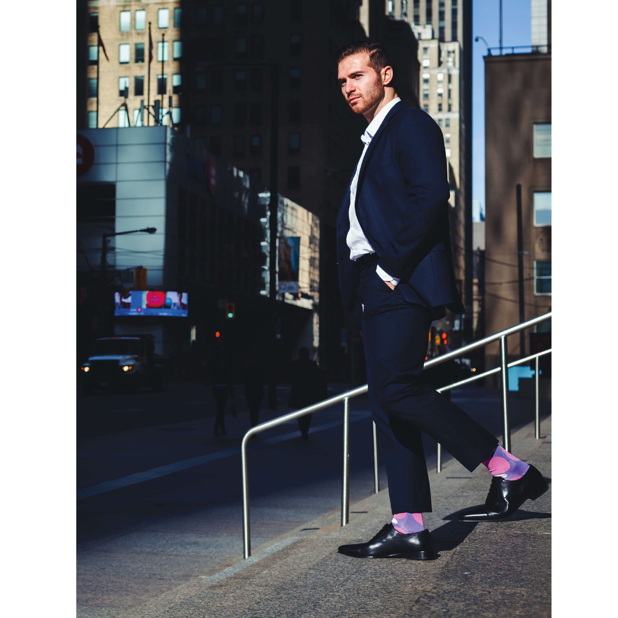 Colorful Eclipse Purple and Pink Bamboo Socks with Big Polka Dots