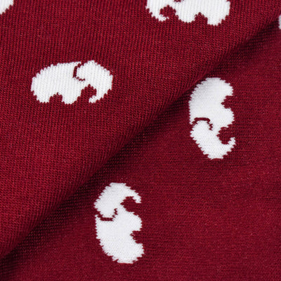 Colorful Elle White and Burgundy Bamboo Socks with Elephant Design