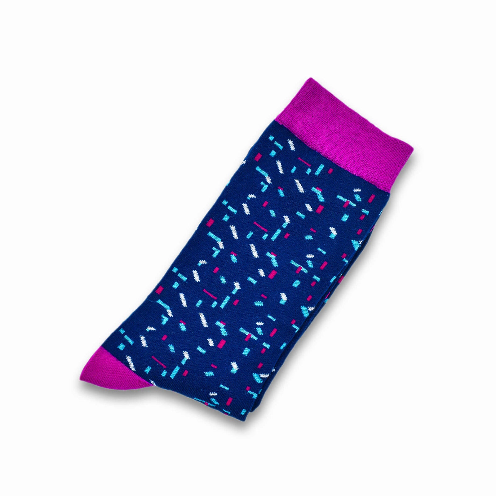 Colorful Elle White, Navy Blue and Ruby Bamboo Socks with Confetti Design