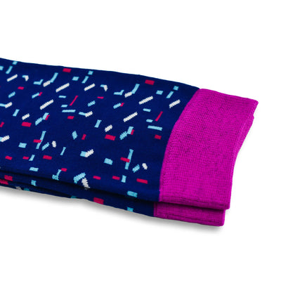 Colorful Elle White, Navy Blue and Ruby Bamboo Socks with Confetti Design