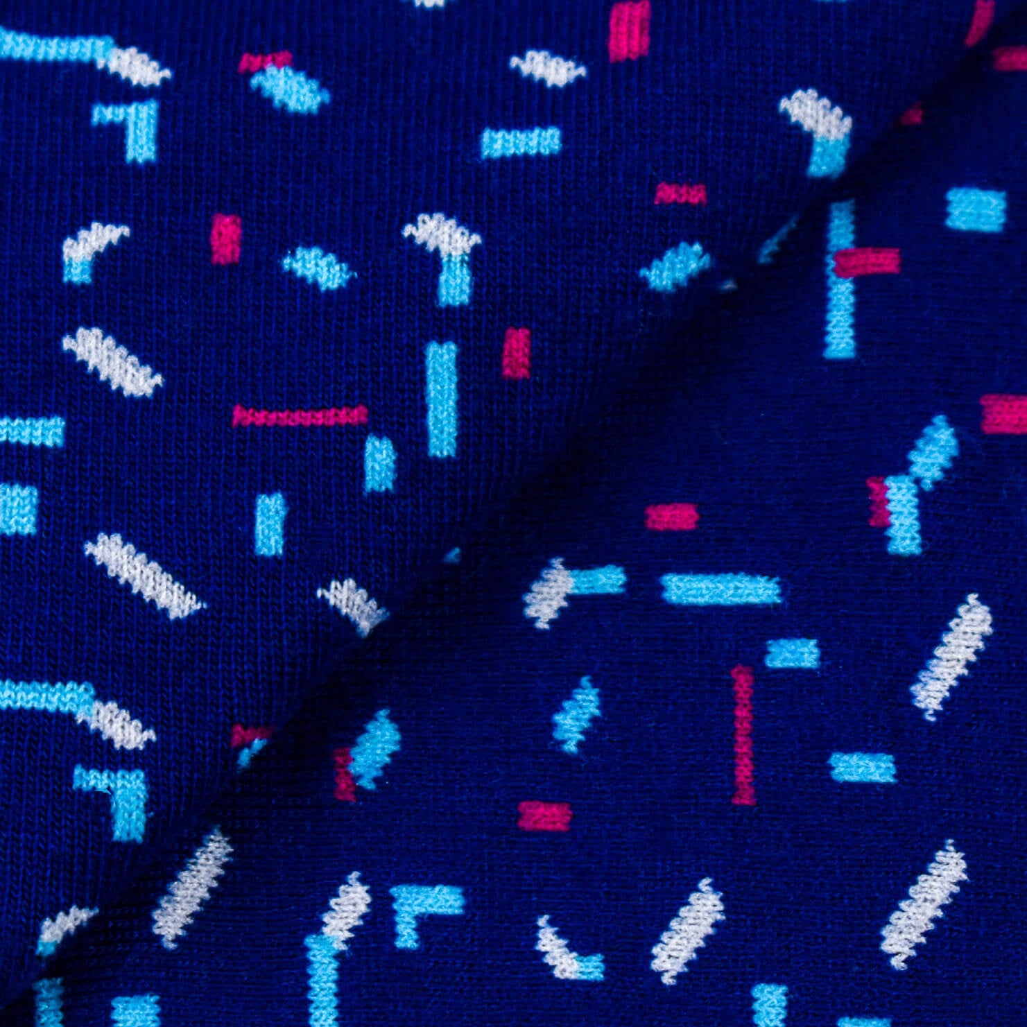 Colorful Elle White, Navy Blue and Ruby Bamboo Socks with Confetti Design