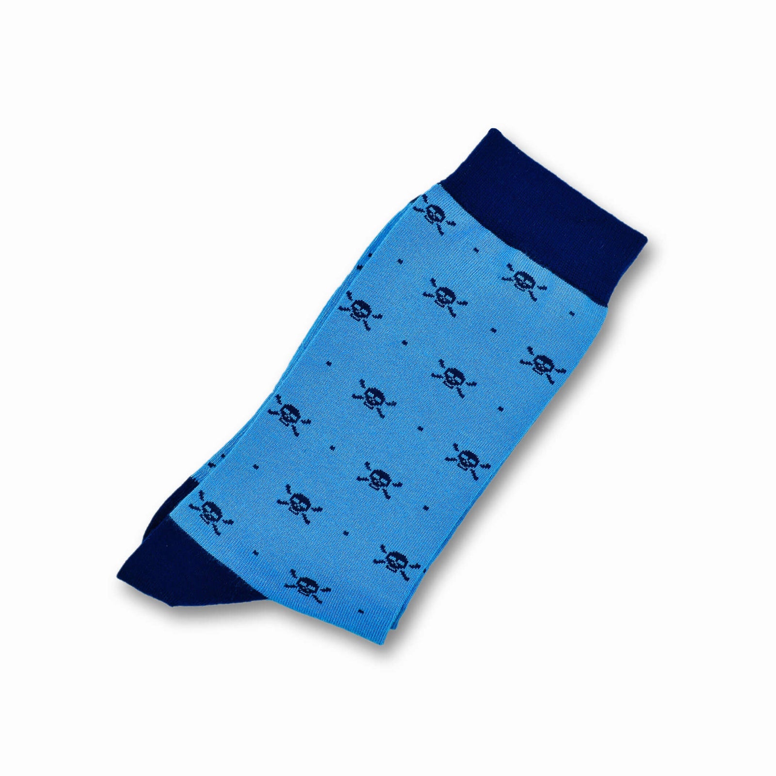 Colorful McQueen Navy Blue and Light Blue Bamboo Socks with Skull Designs