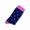 Colorful McQueen Navy Blue and Pink Bamboo Socks with Skull Designs