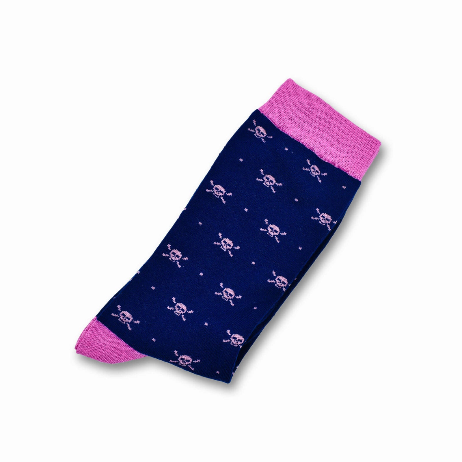 Colorful McQueen Navy Blue and Pink Bamboo Socks with Skull Designs
