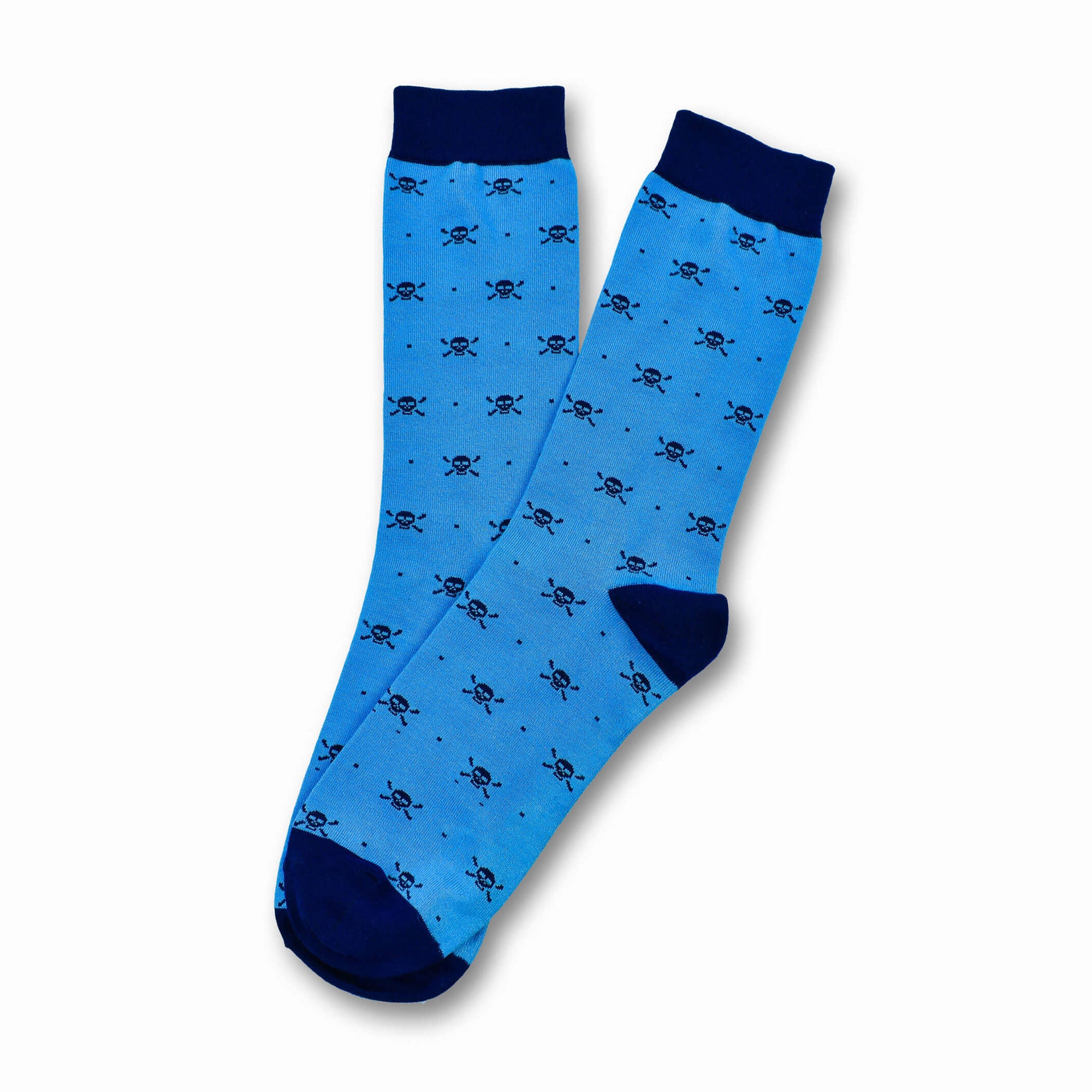Colorful McQueen Navy Blue and Light Blue Bamboo Socks with Skull Designs