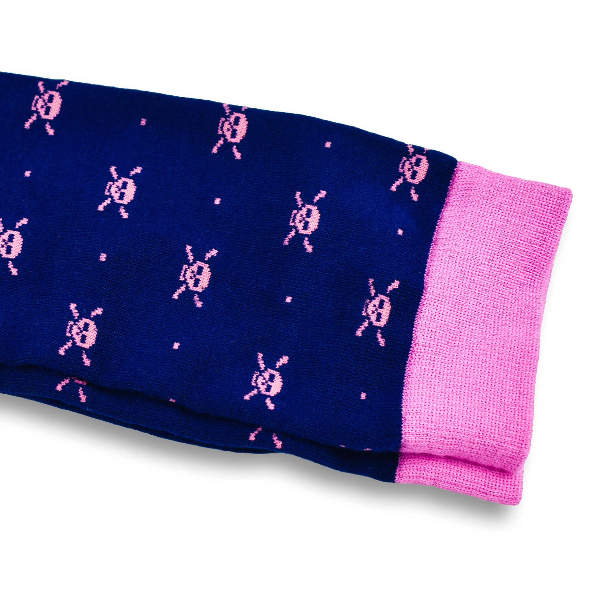 Colorful McQueen Navy Blue and Pink Bamboo Socks with Skull Designs
