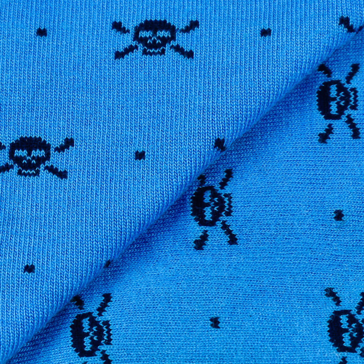 Colorful McQueen Navy Blue and Light Blue Bamboo Socks with Skull Designs