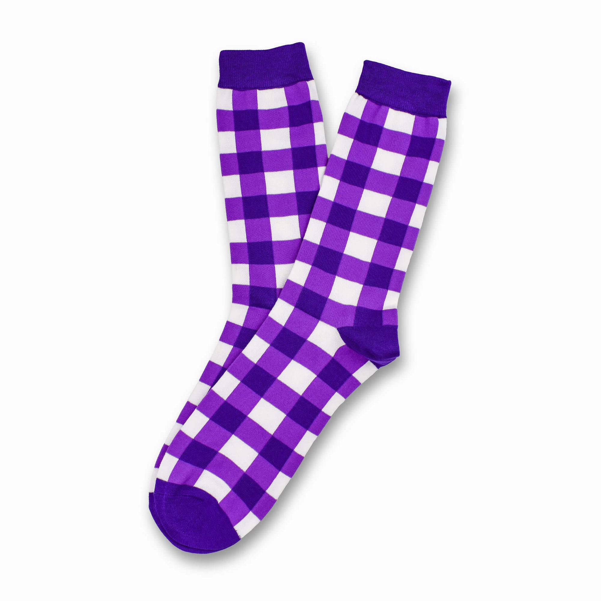 Colorful Regal White and Purple Bamboo Socks with Checker Design