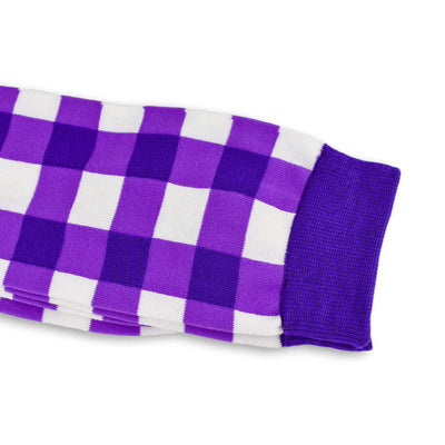 Colorful Regal White and Purple Bamboo Socks with Checker Design