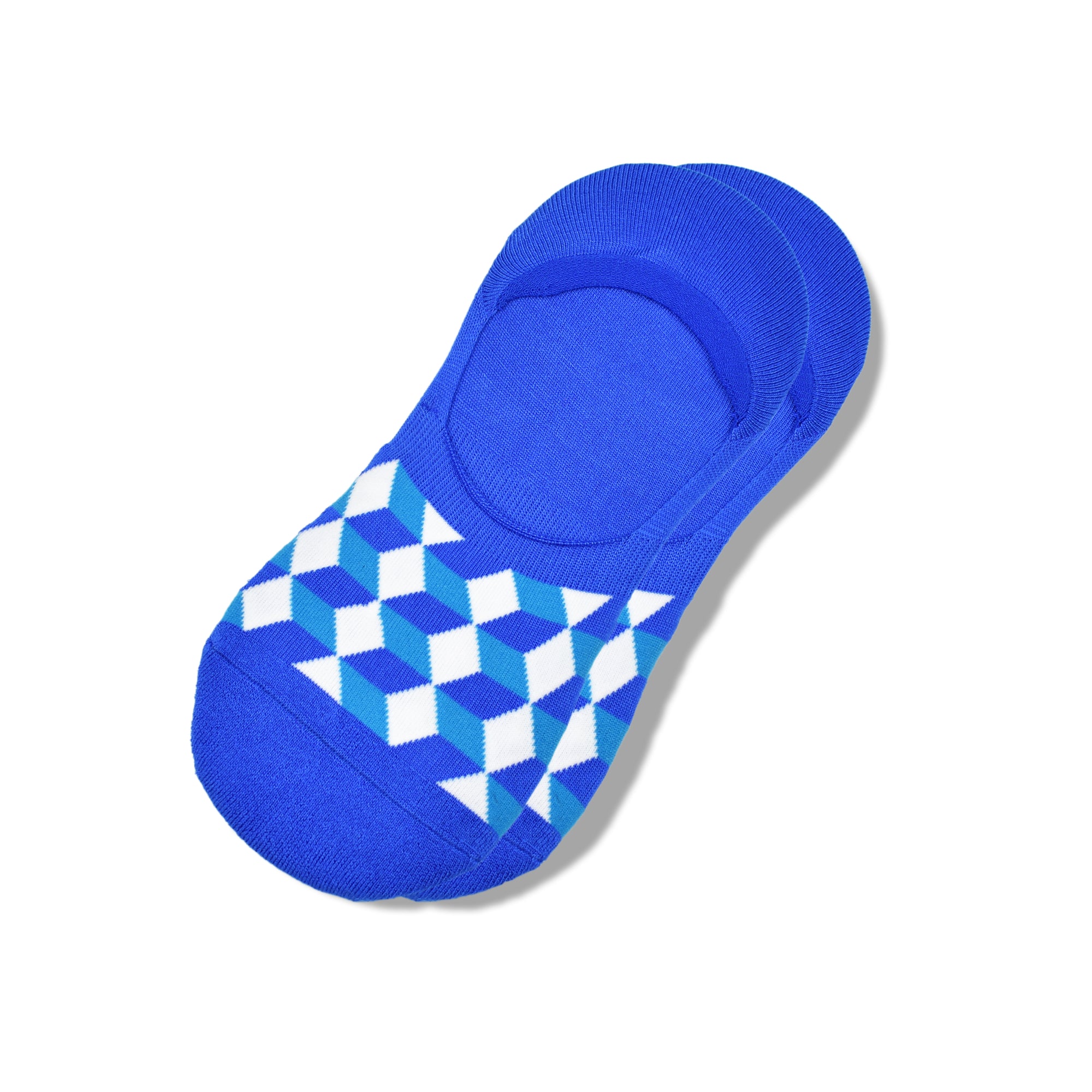 270° Non-Slip No Show - Tangram (Blue)